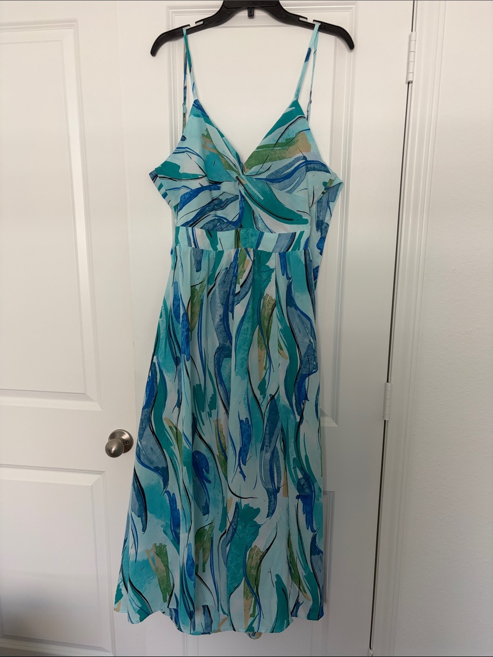 Cupshe Teal & Blue Abstract Floral Maxi Dress